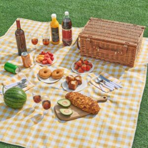Panier Pique-Nique Complet — Assiettes, Verres, Couverts, Plaid Inclus