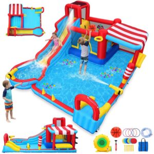 Château Gonflable 6-en-1 – Toboggan + Piscine + Escalade